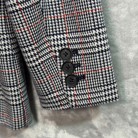 Talbots Aberdeen Blazer Womens 16 White Black Plaid Knit Stretch Lined 2 Button - Picture 4 of 11